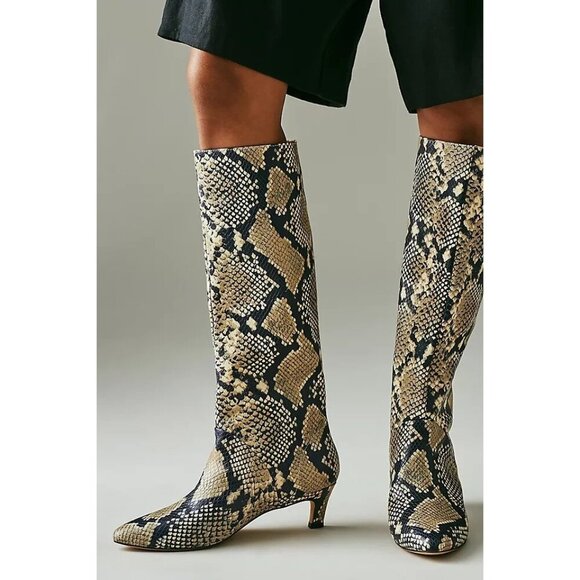 Anthropologie Silent D Erena Kitten-Heel Boots Snakeskin Print 36 - Picture 1 of 2